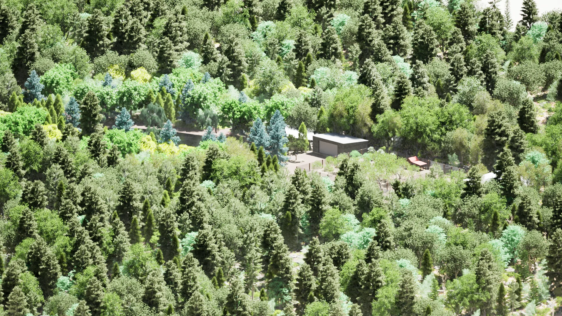 Wide aerial view of the New Hampshire forest landscape
