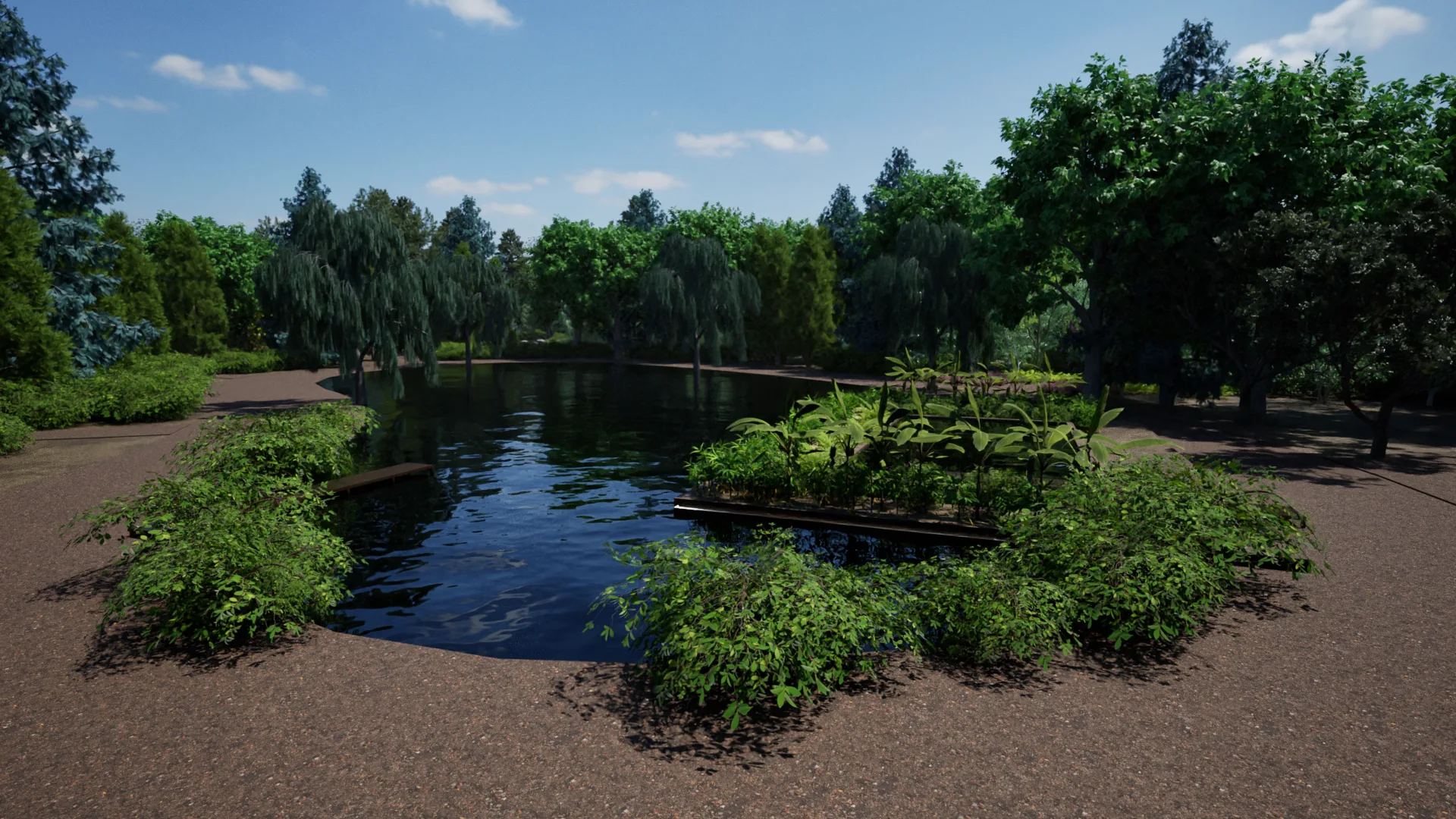 The natural swimming pond at the heart of the property